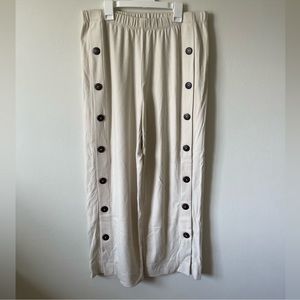 Appleseeds Ivory Wide Leg Button Accent Women's Pants Size Medium